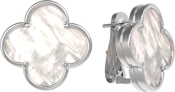 Серьги из белого золота c перламутром