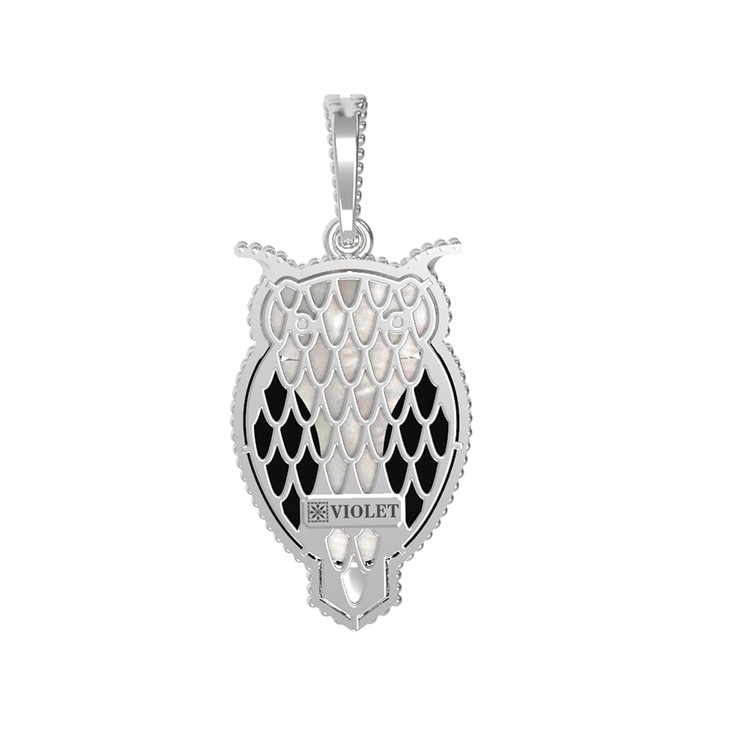 Подвеска из белого золота c эмалью, ониксом и перламутром