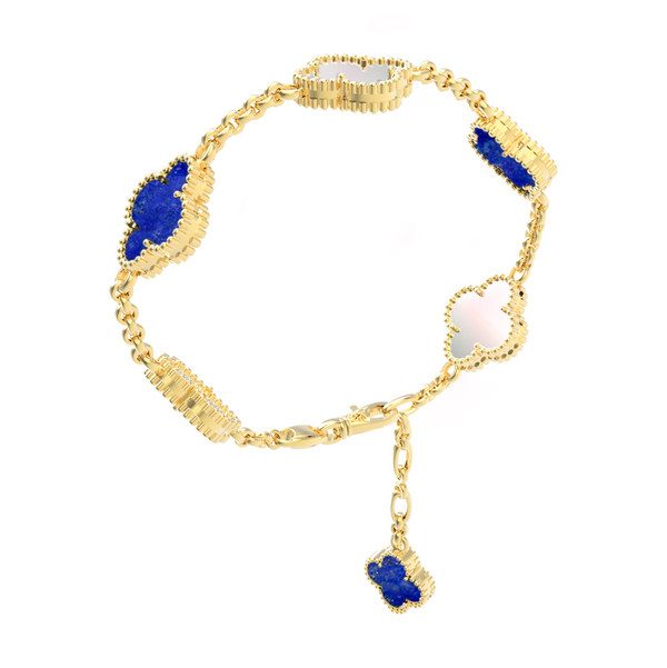 Браслет из лимонного золота c лазуритом и перламутром