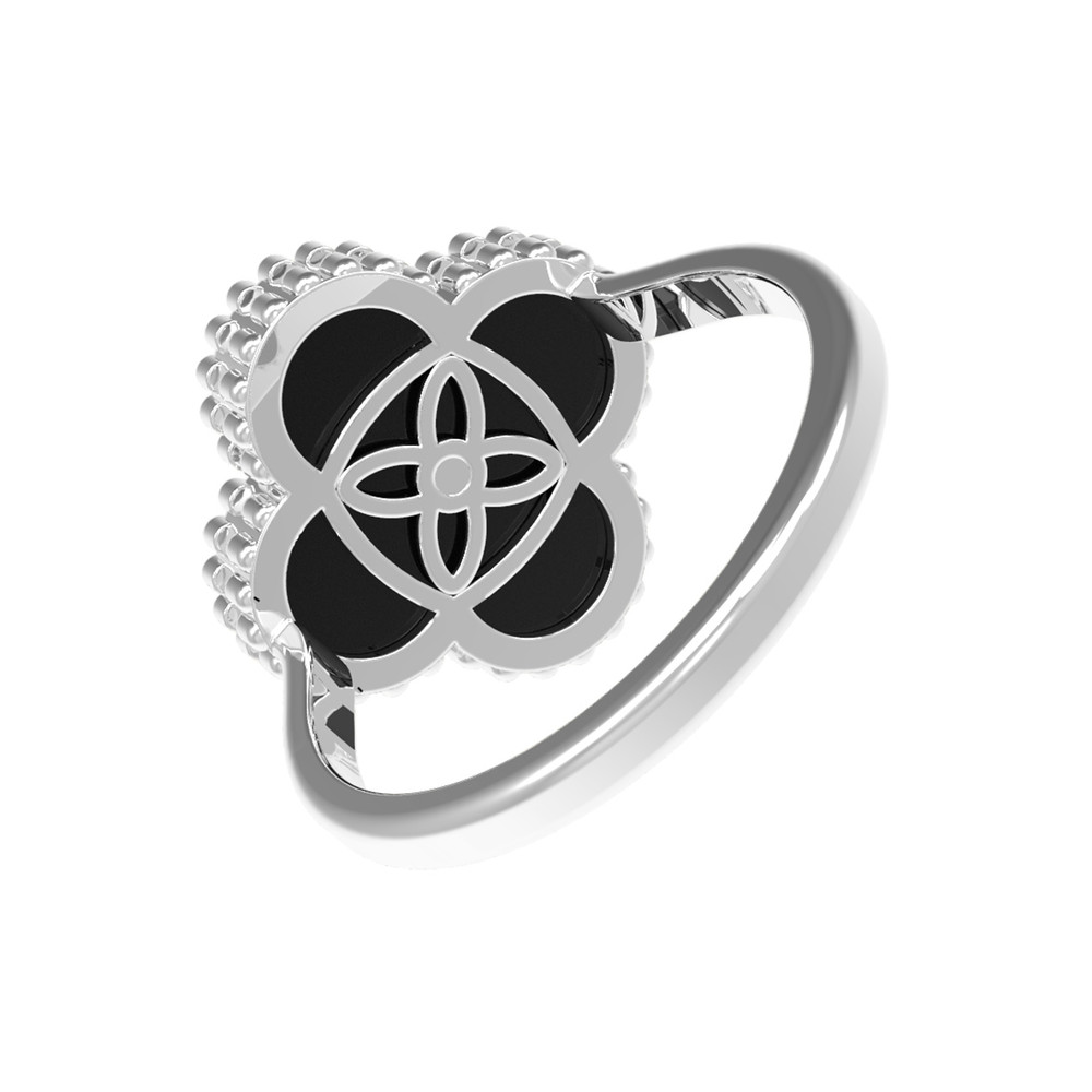 Кольцо из белого золота c бриллиантами и ониксом