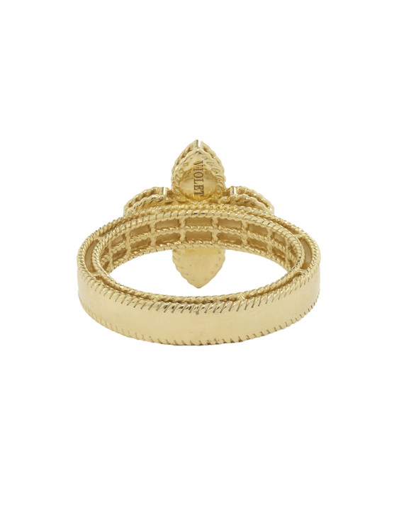 Кольцо из лимонного золота c бриллиантами и перламутром