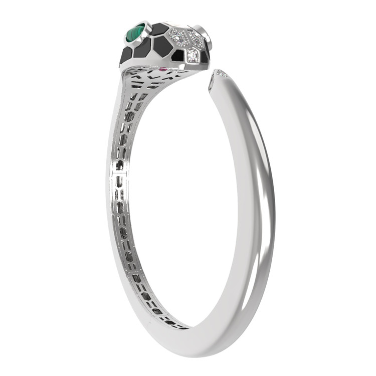 Браслет из белого золота c бриллиантами, рубином, ониксом, малахитом и перламутром