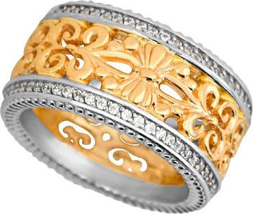 Кольцо из лимонного золота c фианитом