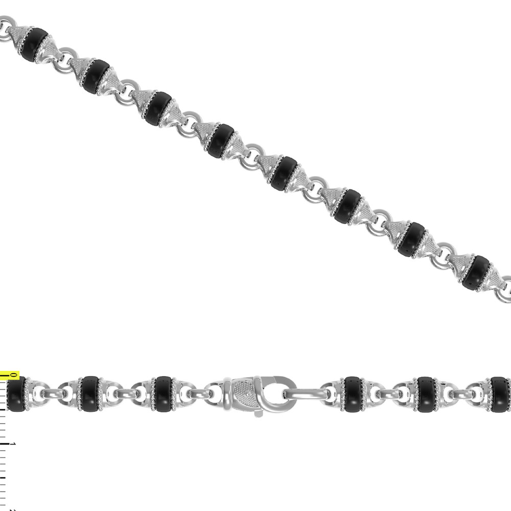 Цепь из белого золота c ониксом
