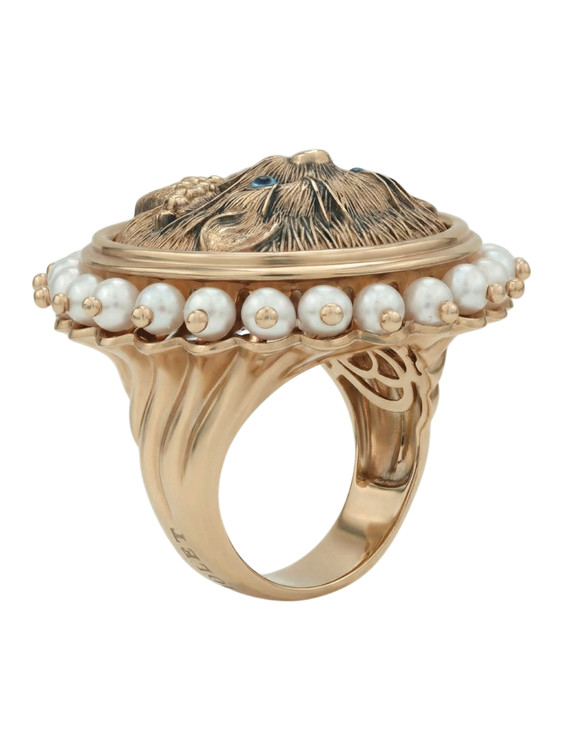 Кольцо из золота c эмаль и жемчугом