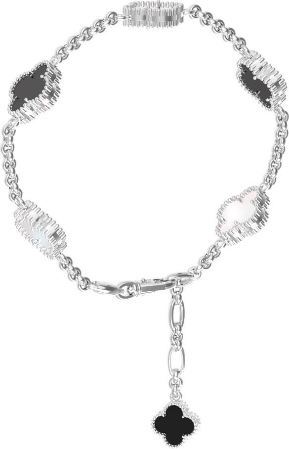 Браслет из белого золота c ониксом и перламутром