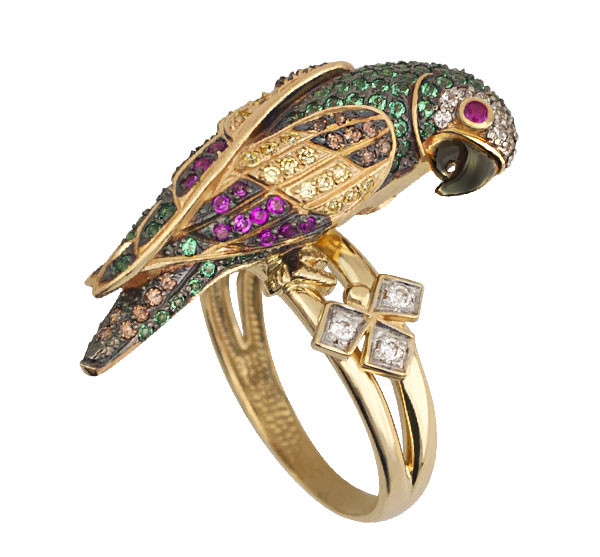 Кольцо из лимонного золота c фианитом