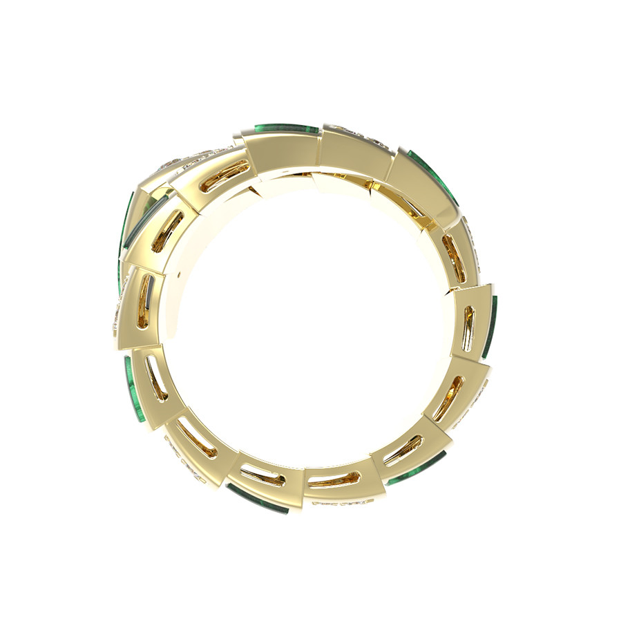 Кольцо из лимонного золота c бриллиантами и малахитом