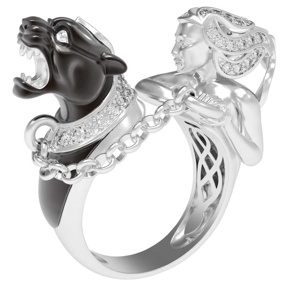 Кольцо из белого золота c фианитом