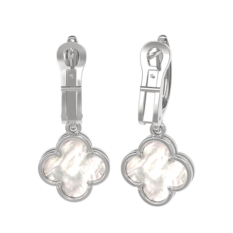 Серьги из белого золота c перламутром