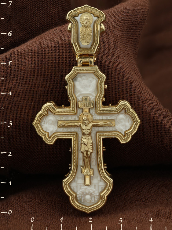 Крест из лимонного золота c бивнем мамонта