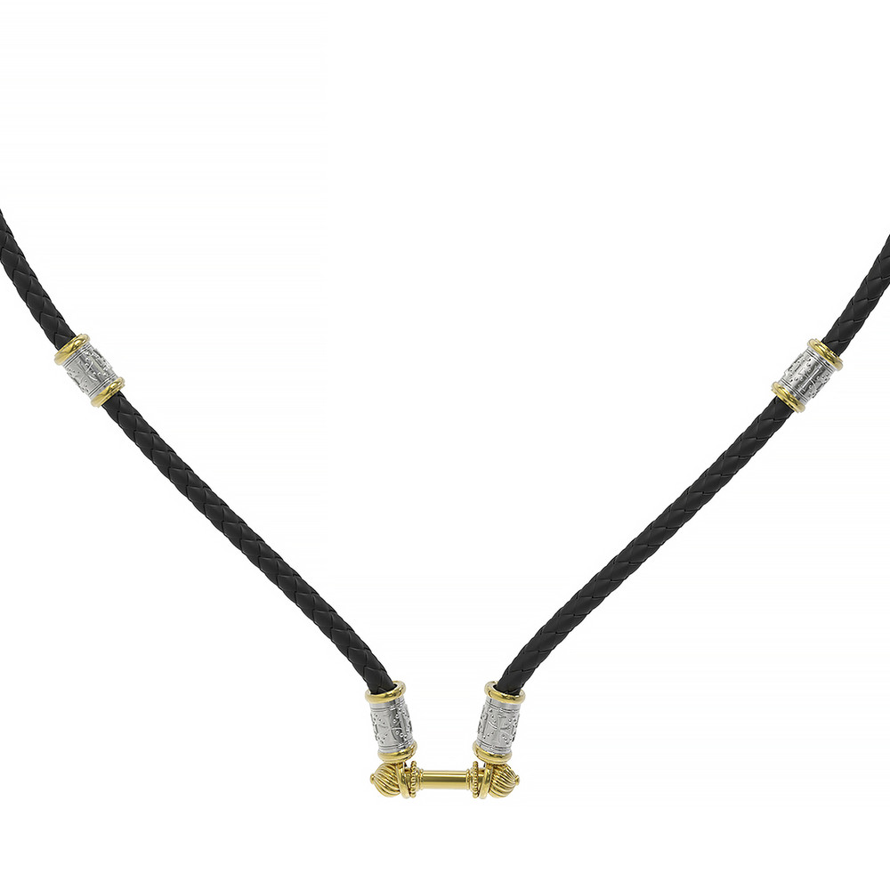 Шнурок кожаный из лимонного золота c кожаным шнурком