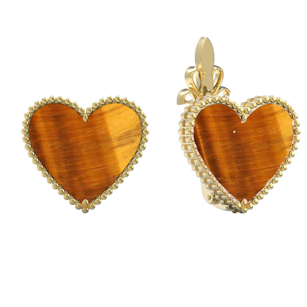 Серьги из лимонного золота c тигровым глазом