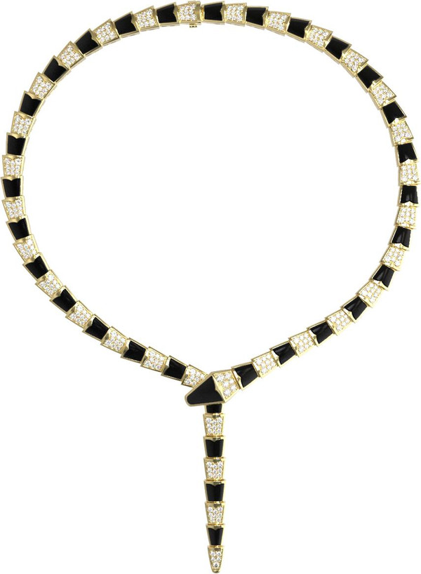 Колье из лимонного золота c бриллиантами и ониксом