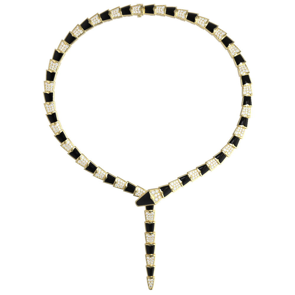 Колье из лимонного золота c бриллиантами и ониксом