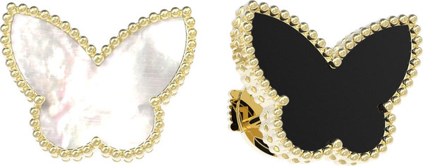 Серьги из лимонного золота c ониксом и перламутром