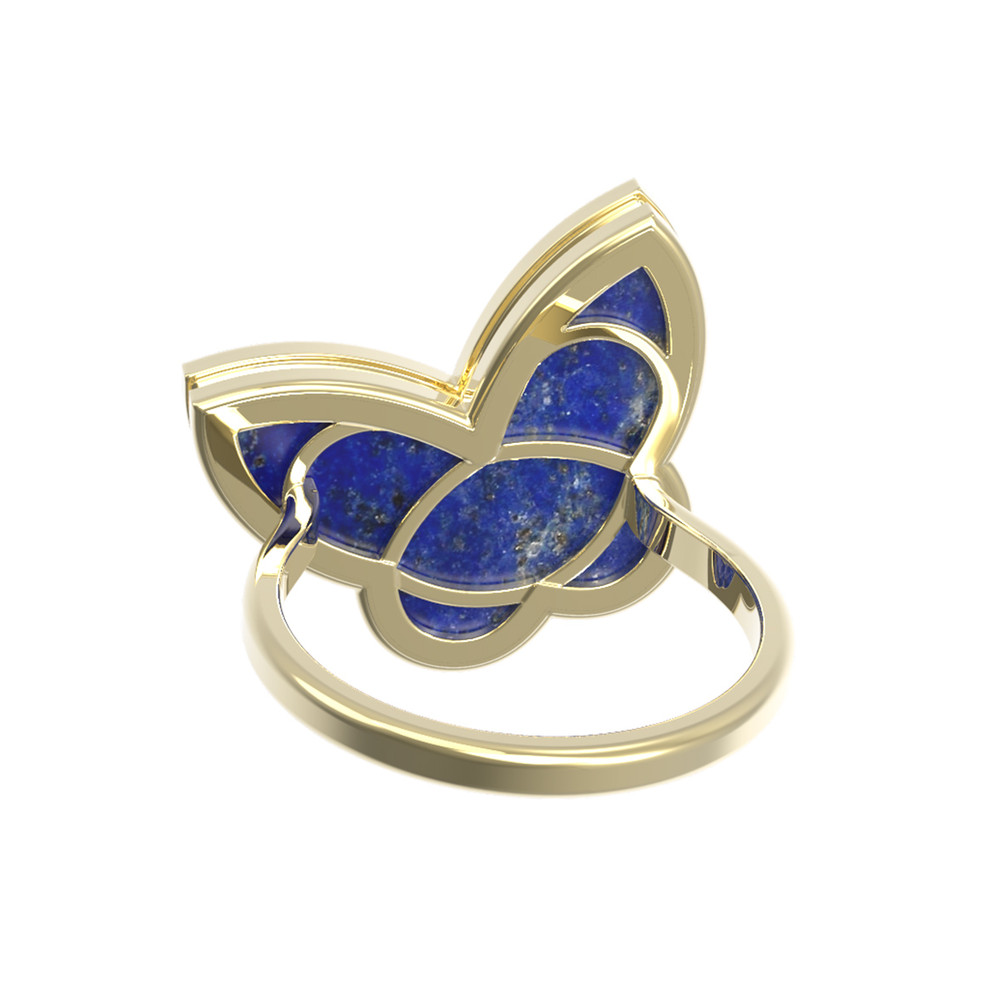 Кольцо из лимонного золота c лазуритом