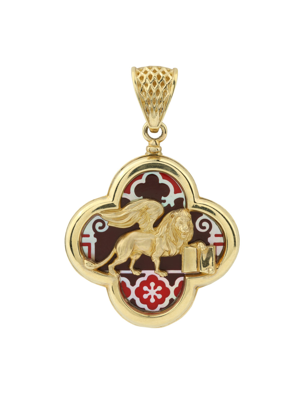 Подвеска из лимонного золота c эмаль и перламутром