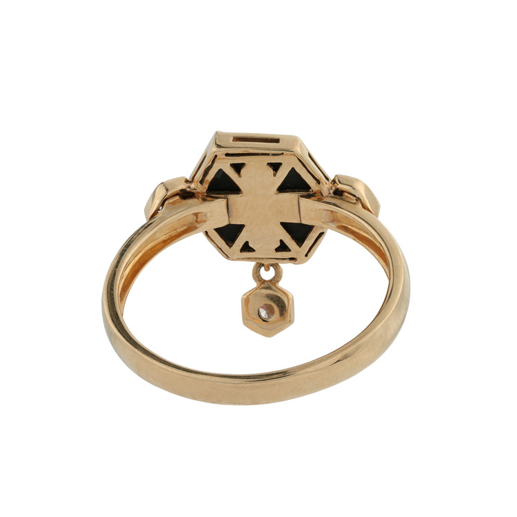 Кольцо из золота c бриллиантами и ониксом