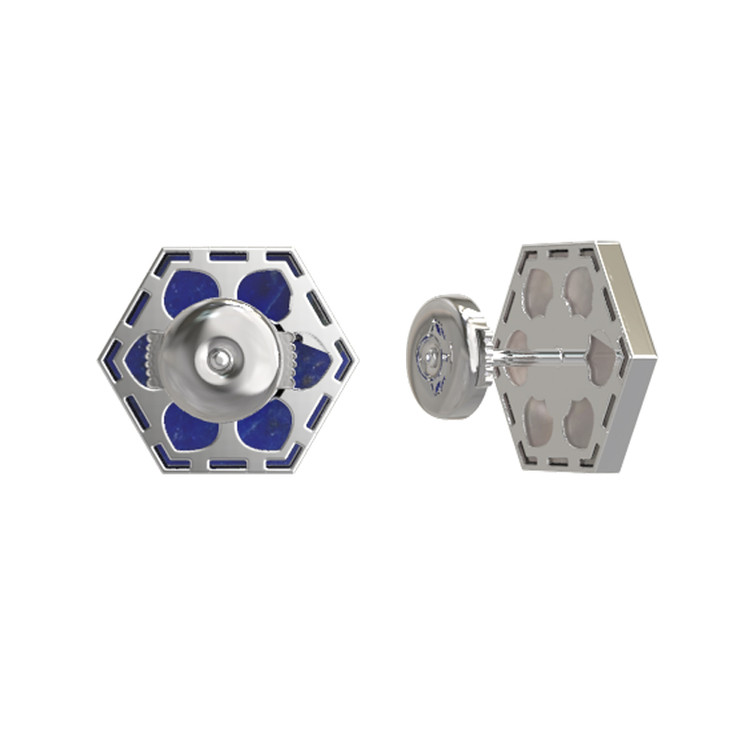 Серьги из белого золота c лазуритом и перламутром