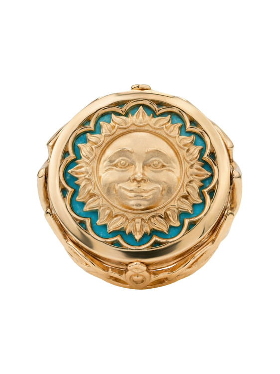 Кольцо из золота c бирюзой и лазуритом