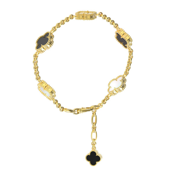 Браслет из лимонного золота c ониксом и перламутром