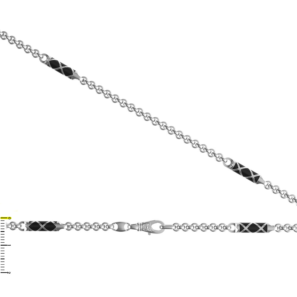 Цепь из белого золота c эмаль