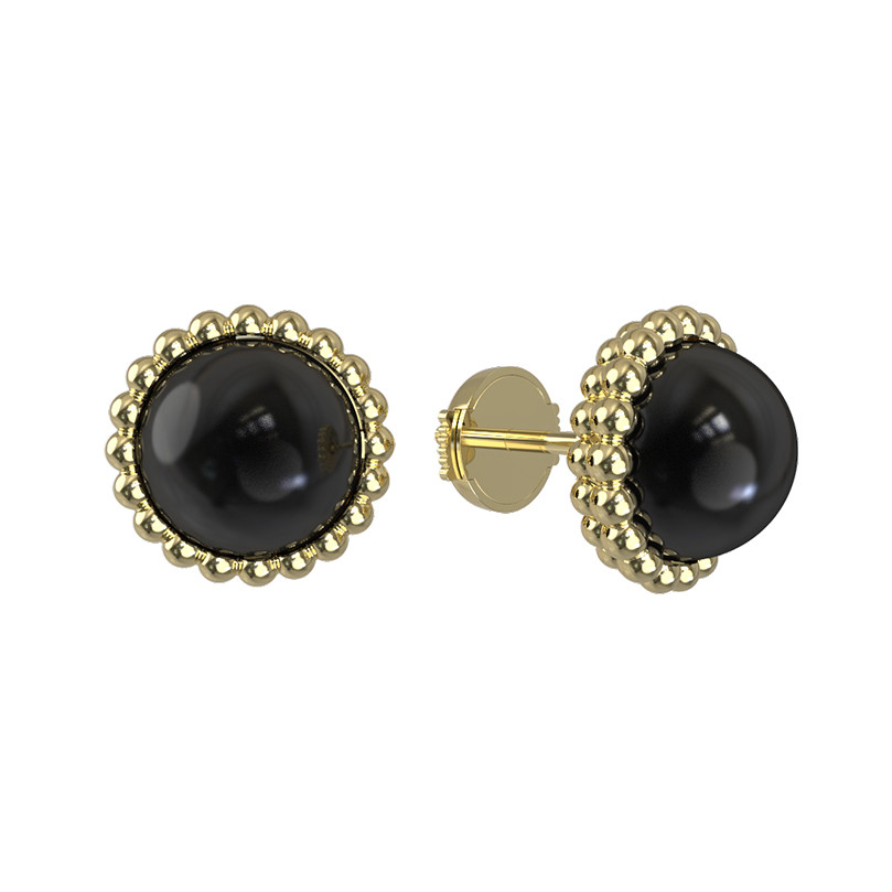 Серьги из лимонного золота c ониксом