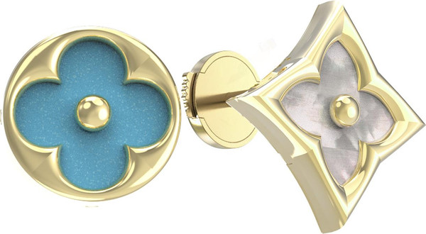 Серьги из лимонного золота c бирюзой и перламутром