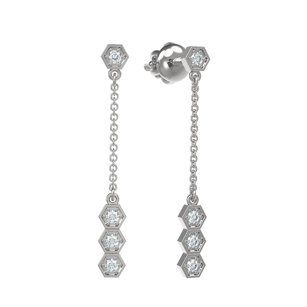 Серьги из белого золота c бриллиантами