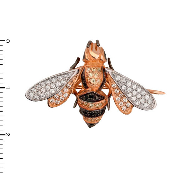 Брошь из золота c эмаль и фианитом