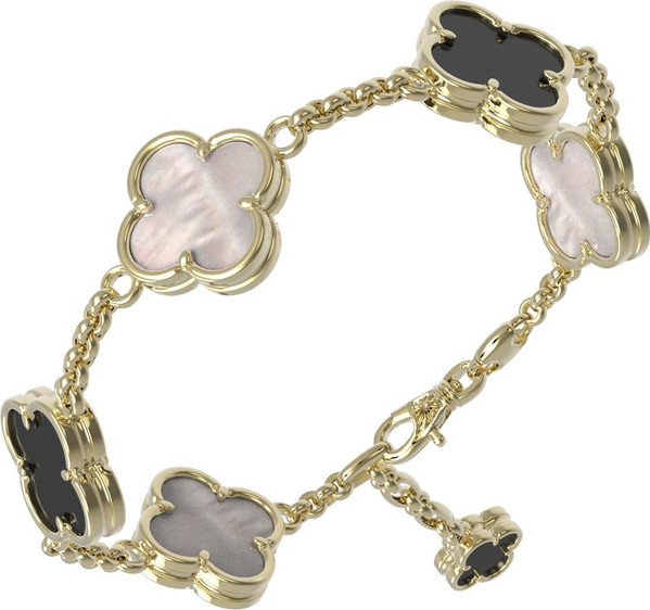 Браслет из лимонного золота c ониксом и перламутром