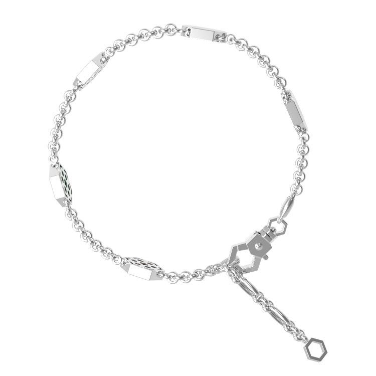 Браслет из белого золота c ониксом, лазуритом, малахитом и перламутром