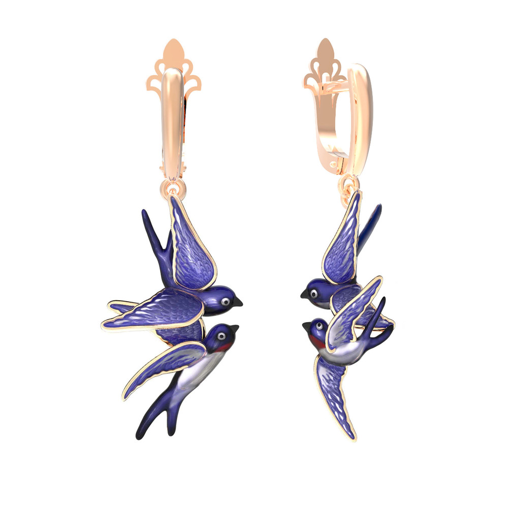 Серьги из золота c эмаль