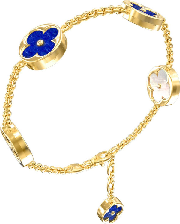 Браслет из лимонного золота c лазуритом и перламутром