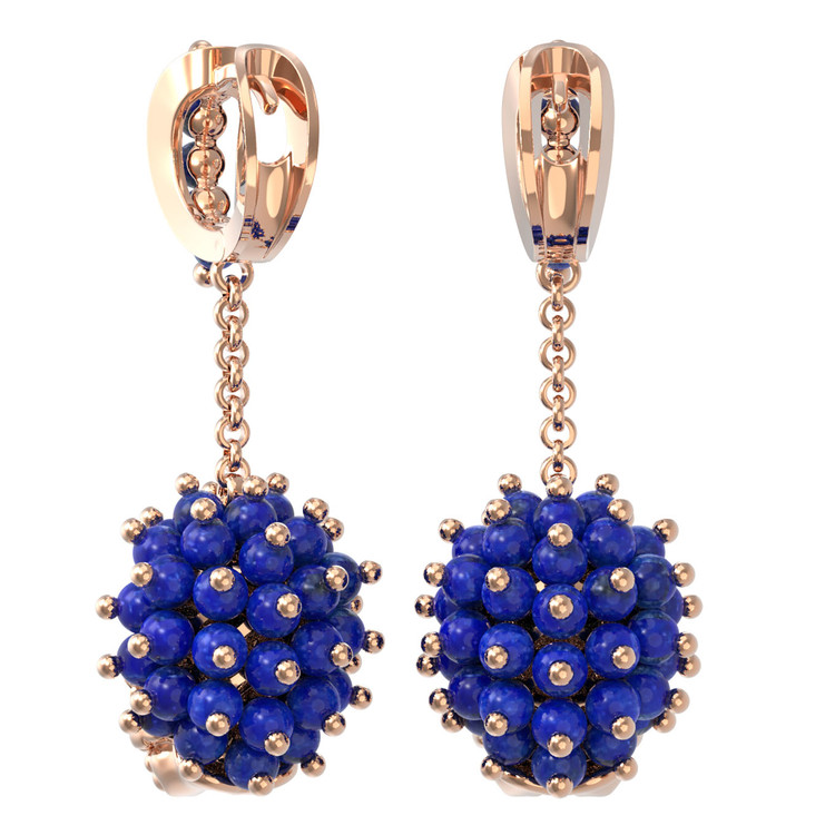 Серьги из золота c эмалью и лазуритом