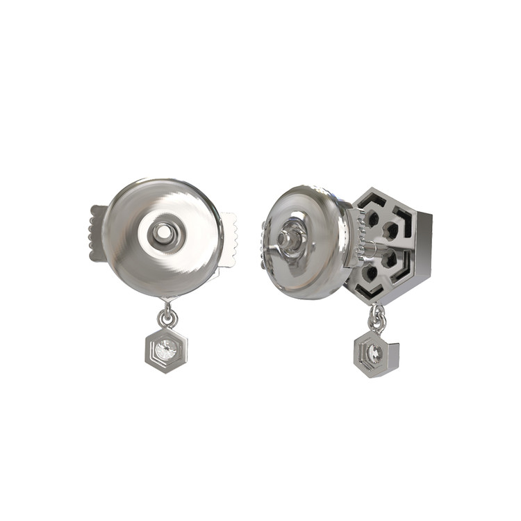 Серьги из белого золота c бриллиантами и ониксом