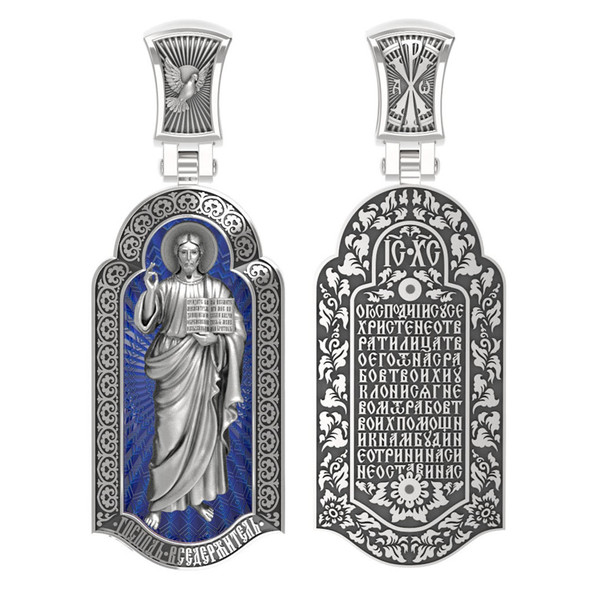 Образок из белого золота c эмаль