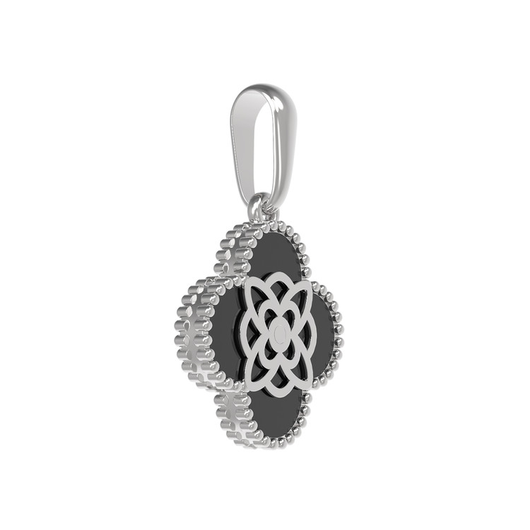 Подвеска из белого золота c бриллиантами и ониксом