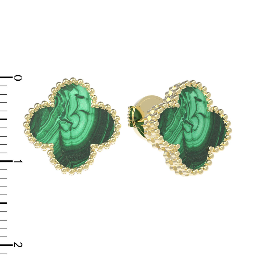 Серьги из лимонного золота c малахитом