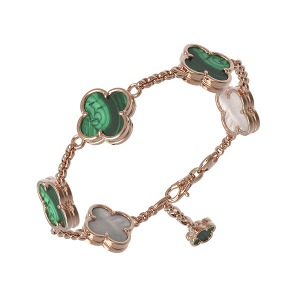 Браслет из золота c малахитом и перламутром