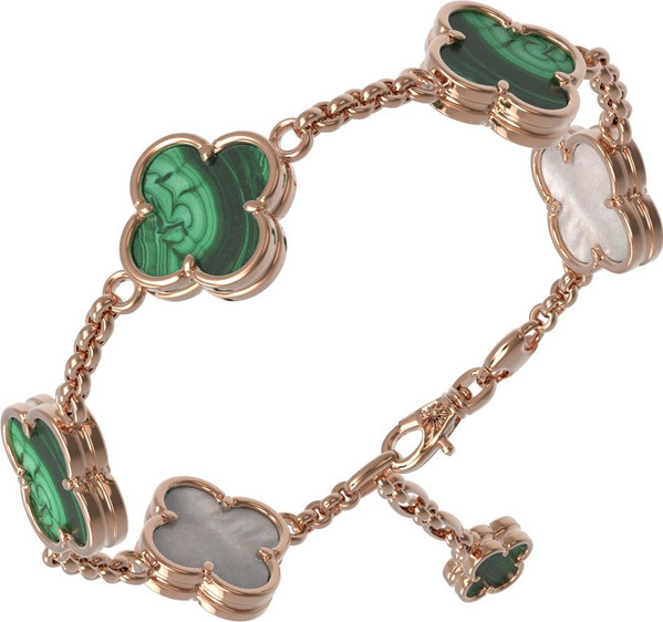 Браслет из золота c малахитом и перламутром