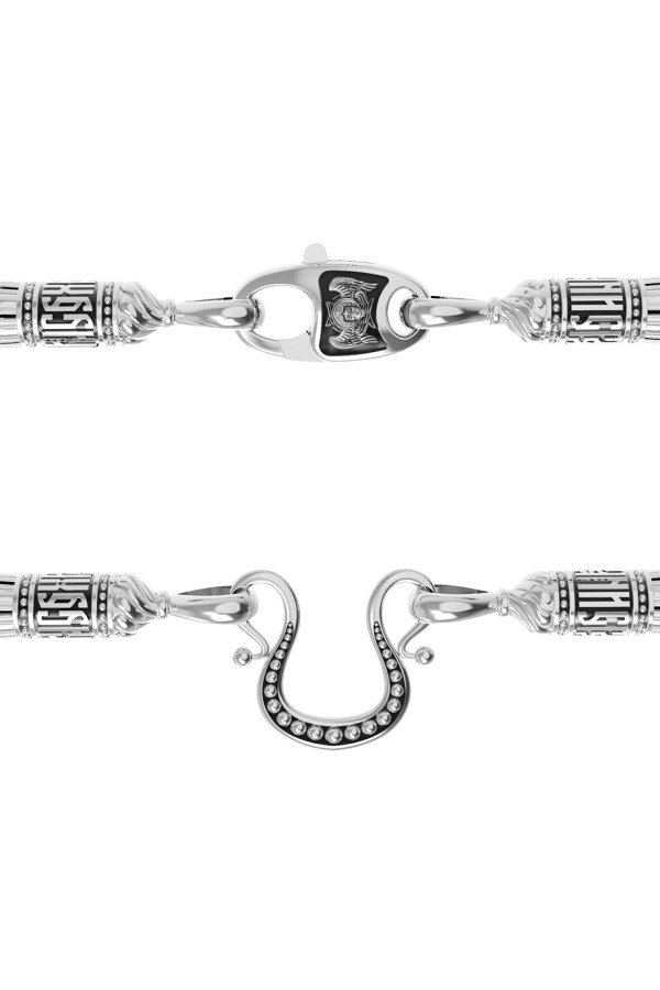 Шнурок кожаный из белого золота c кожаным шнурком