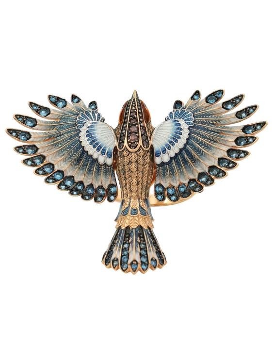 Кольцо из золота c эмаль и фианитом