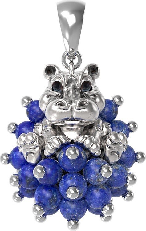 Подвеска из белого золота c эмалью и лазуритом