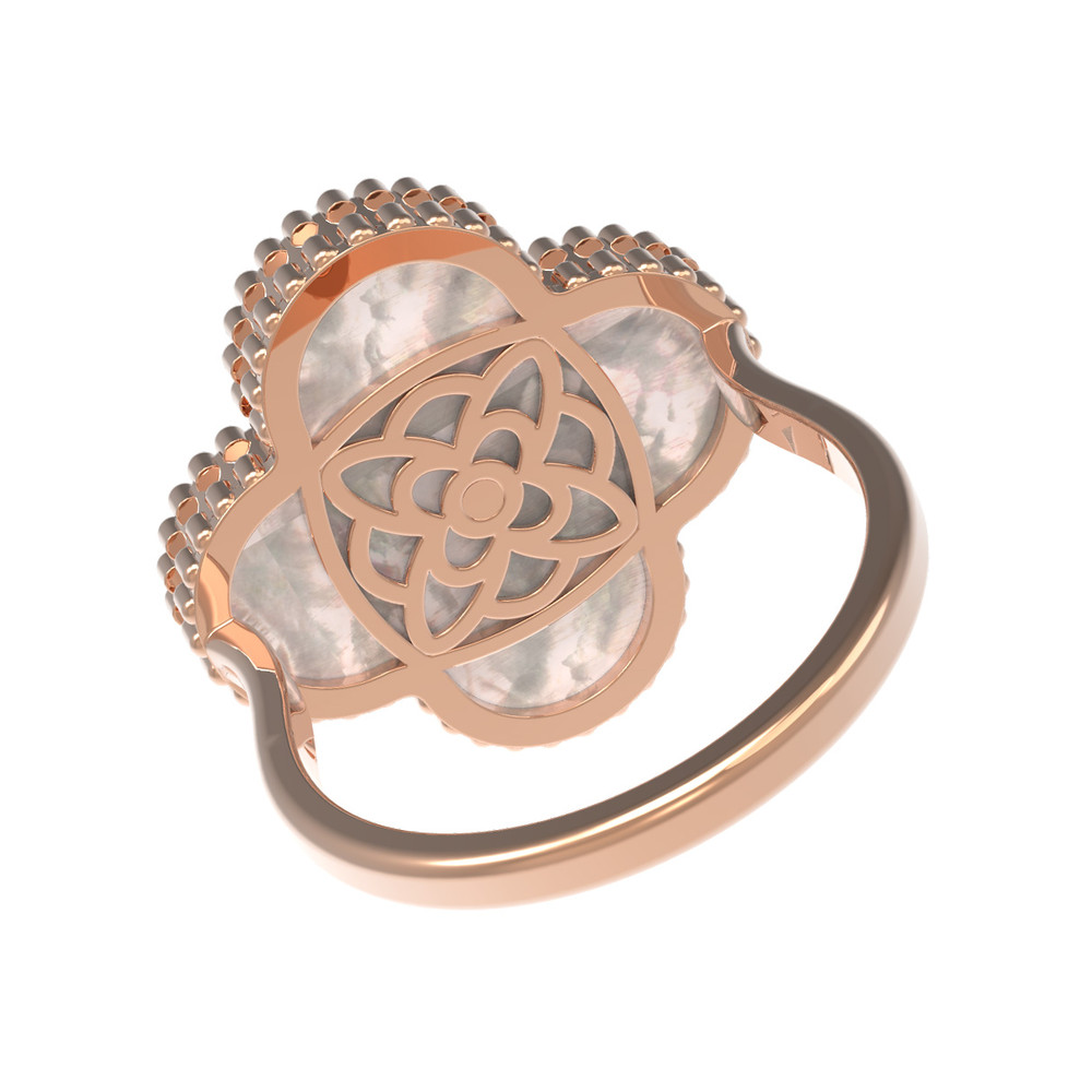 Кольцо из золота c бриллиантами и перламутром