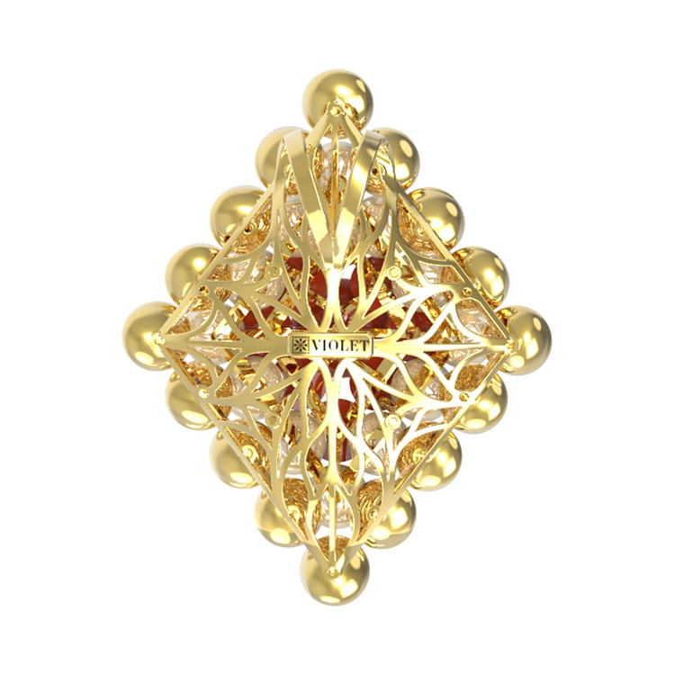 Подвеска из лимонного золота c агатом и перламутром