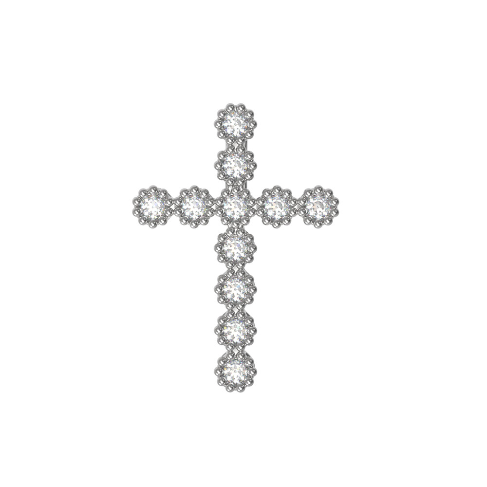 Крест из белого золота c бриллиантами