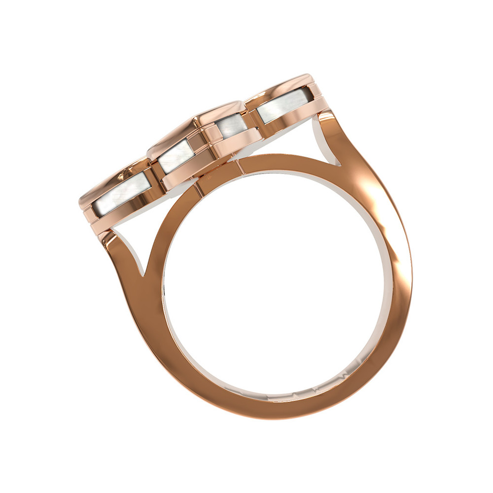 Кольцо из золота c бриллиантами и перламутром