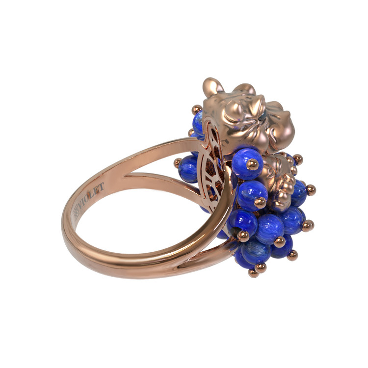Кольцо из золота c эмаль и лазуритом